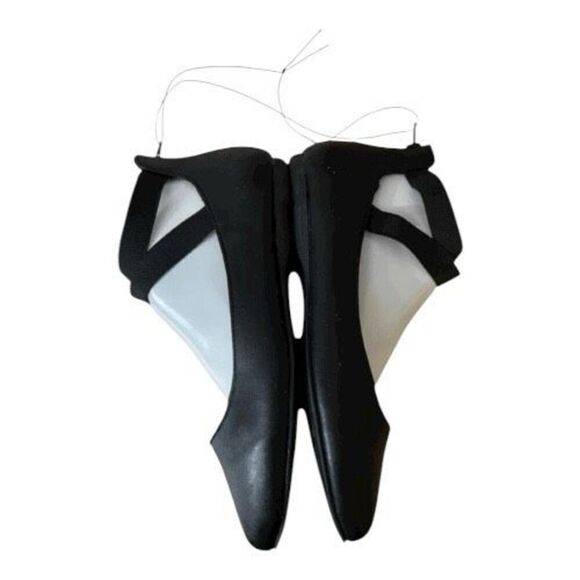 Women Black Elastic Ankle Straps Ballerina Walking Flats Size 8.5M Dress Shoes - Picture 5 of 12